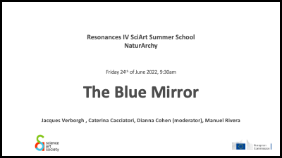 the blue mirror conference slide for naturarchy summer school, title and details