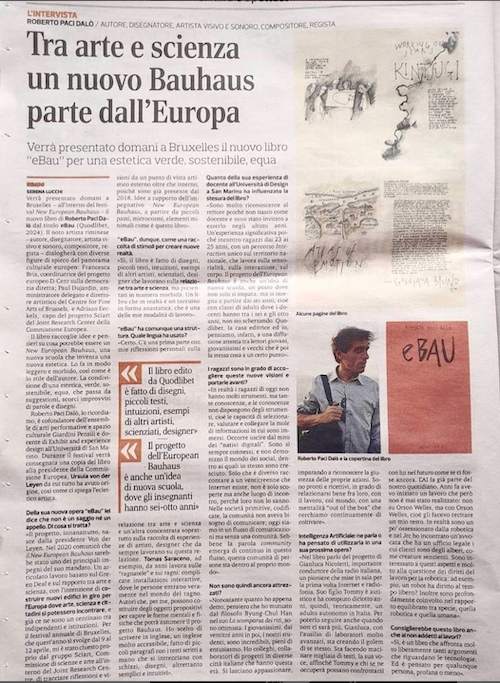 Snippet of article from Corriere Romagna newspaper about the eBAU book - text and image