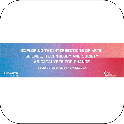 S+t+arts symposium thumbnail image - text and background promoting the event